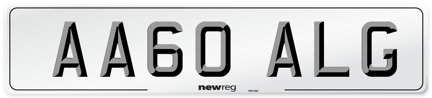 AA60 ALG Front Number Plate