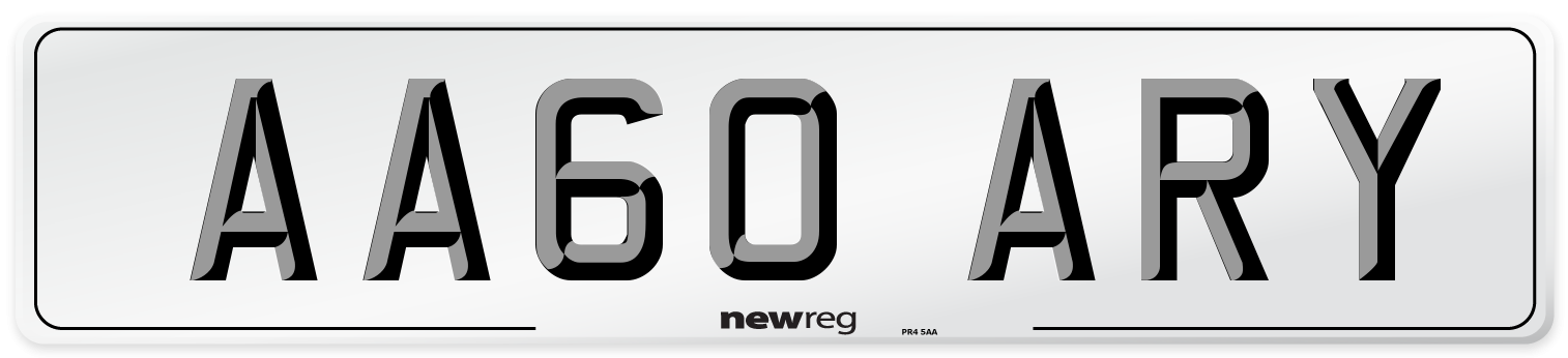 AA60 ARY Front Number Plate