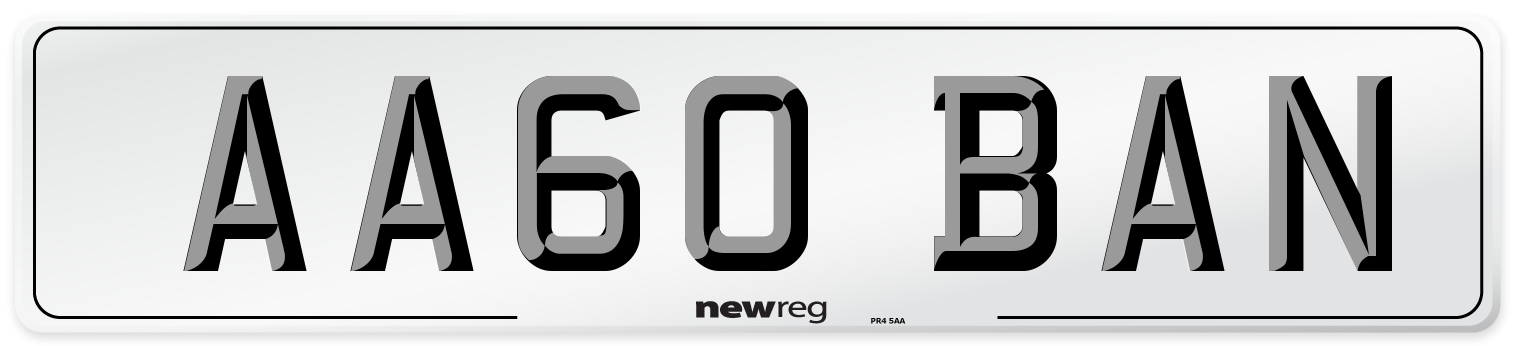 AA60 BAN Front Number Plate