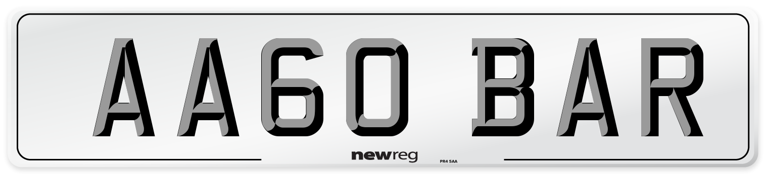AA60 BAR Front Number Plate