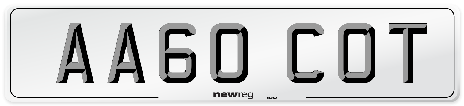 AA60 COT Front Number Plate