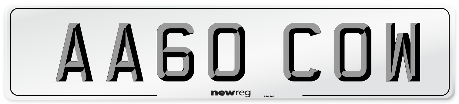 AA60 COW Front Number Plate
