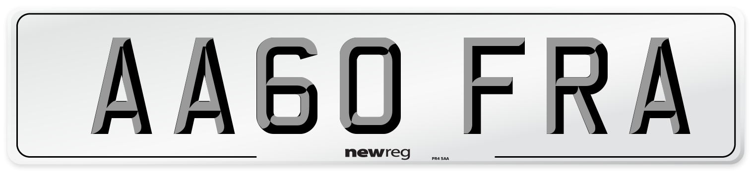 AA60 FRA Front Number Plate