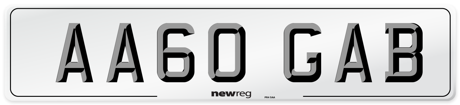 AA60 GAB Front Number Plate