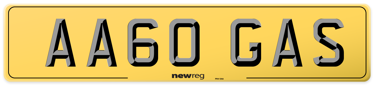 AA60 GAS Rear Number Plate