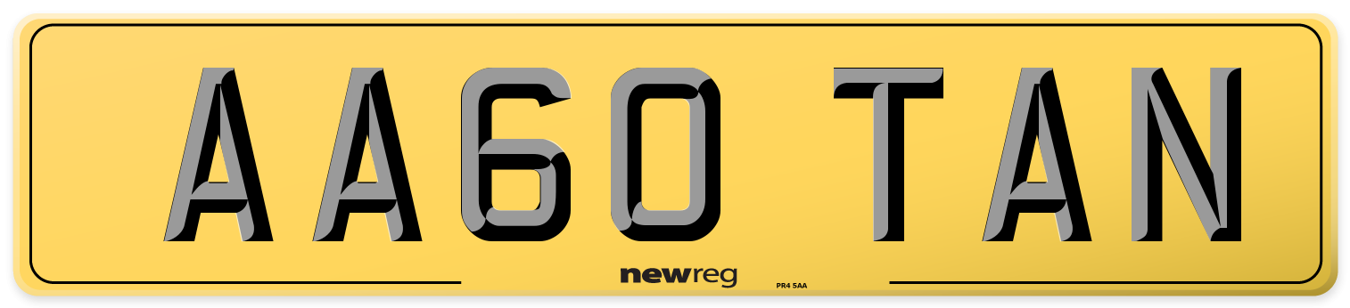 AA60 TAN Rear Number Plate