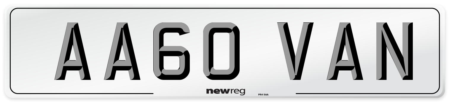 AA60 VAN Front Number Plate