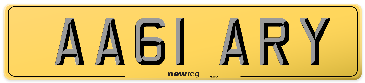 AA61 ARY Rear Number Plate