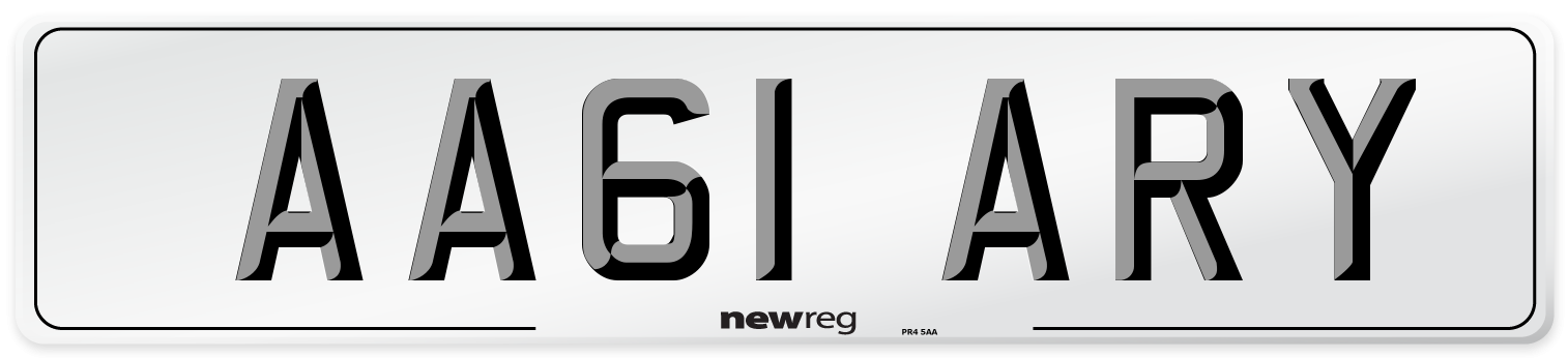 AA61 ARY Front Number Plate