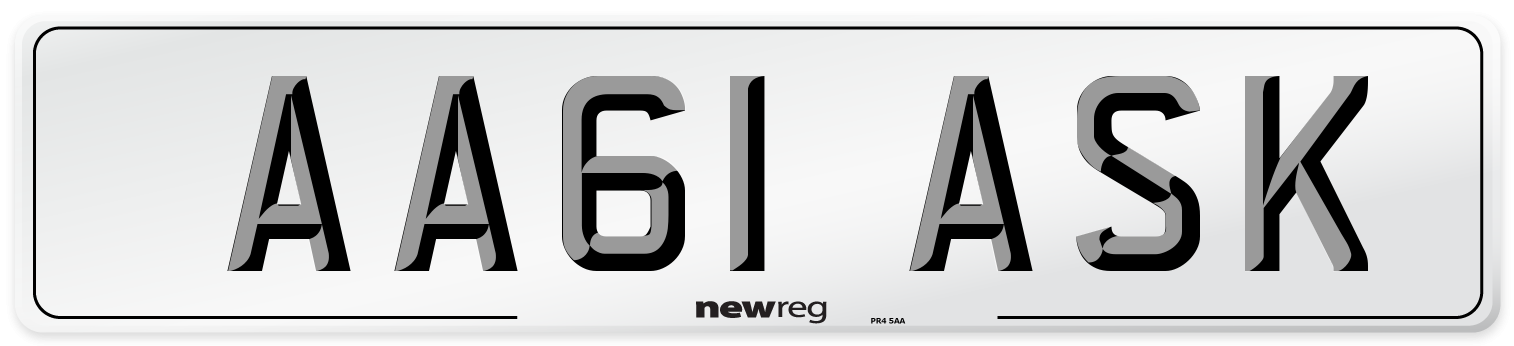 AA61 ASK Front Number Plate