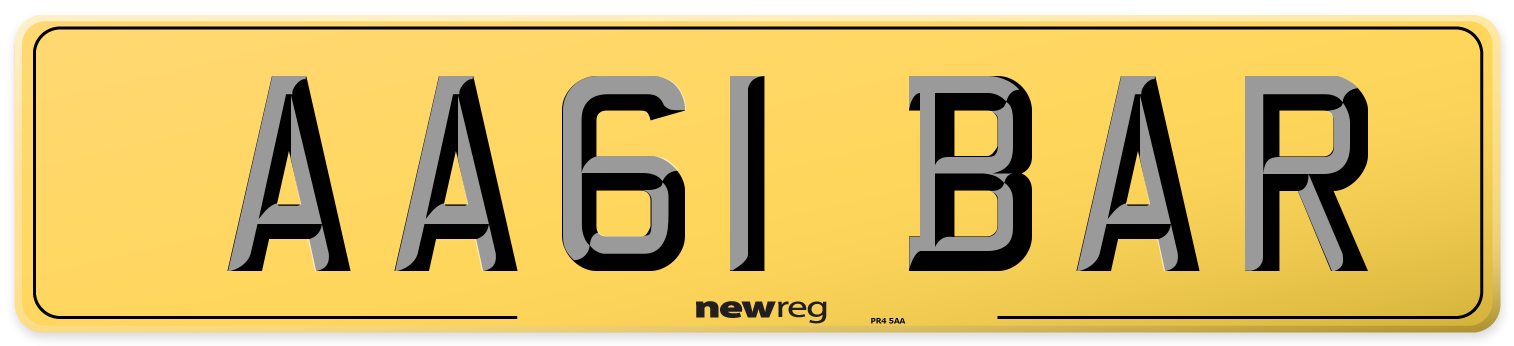 AA61 BAR Rear Number Plate