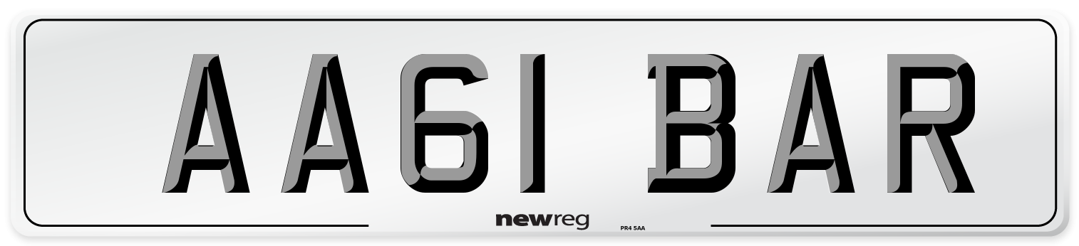 AA61 BAR Front Number Plate