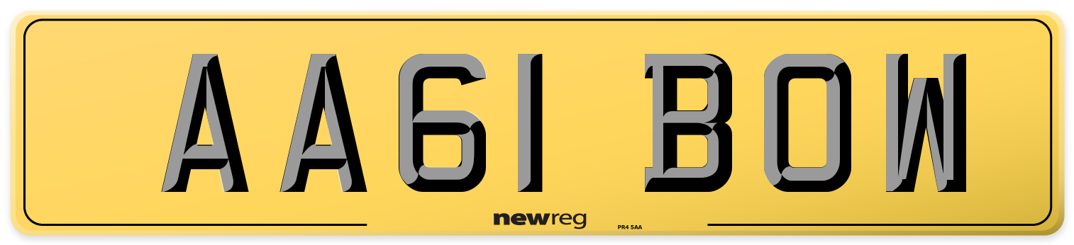 AA61 BOW Rear Number Plate