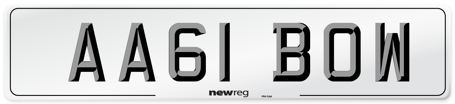AA61 BOW Front Number Plate