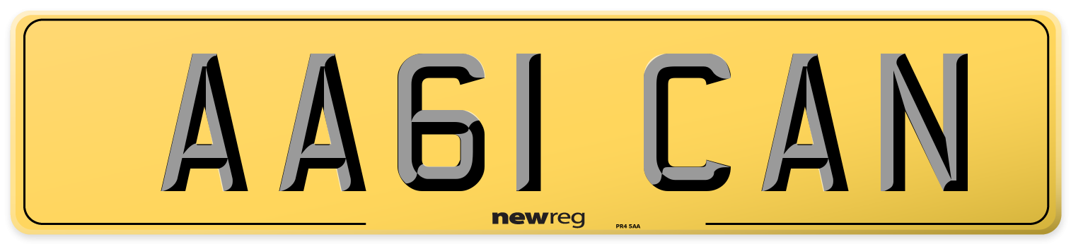 AA61 CAN Rear Number Plate