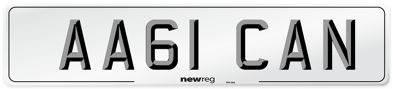 AA61 CAN Front Number Plate