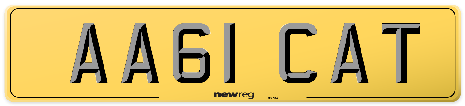 AA61 CAT Rear Number Plate
