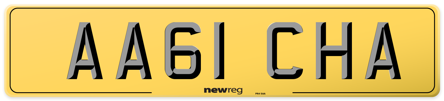 AA61 CHA Rear Number Plate