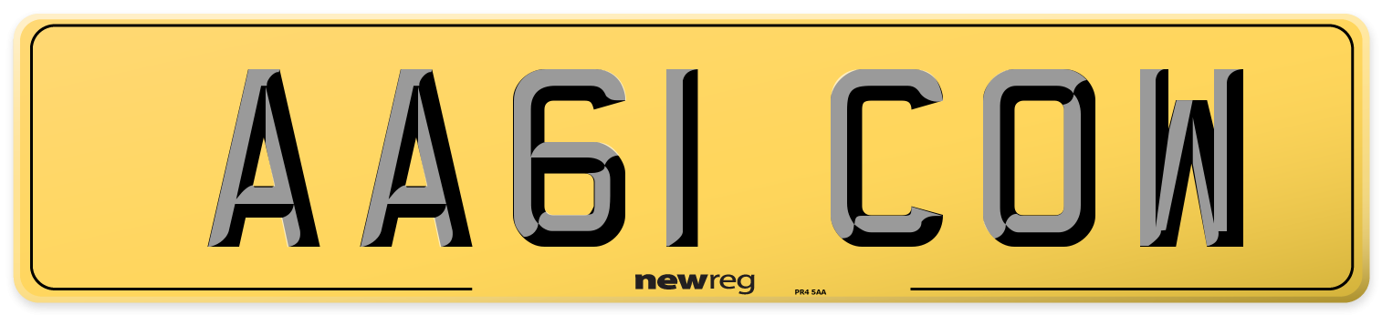 AA61 COW Rear Number Plate