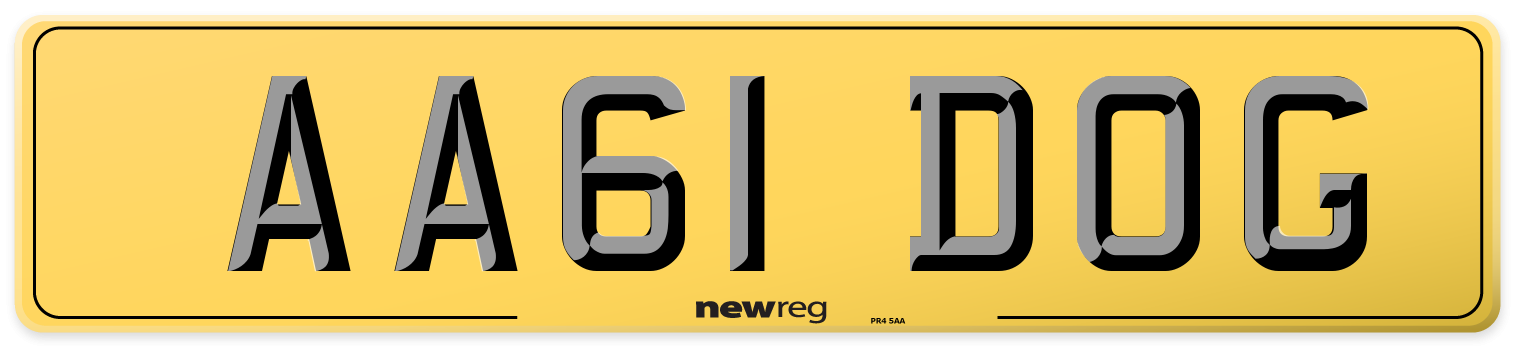 AA61 DOG Rear Number Plate