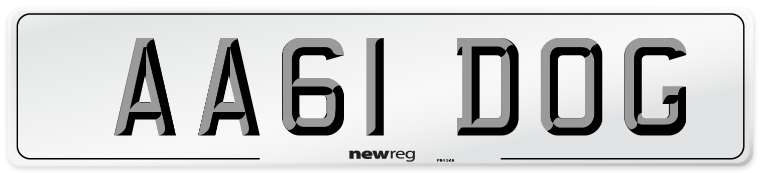 AA61 DOG Front Number Plate
