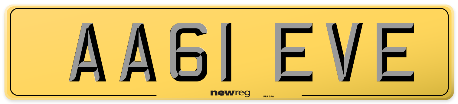 AA61 EVE Rear Number Plate
