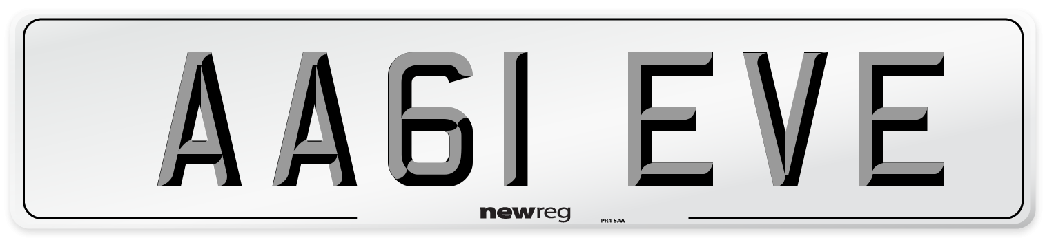 AA61 EVE Front Number Plate