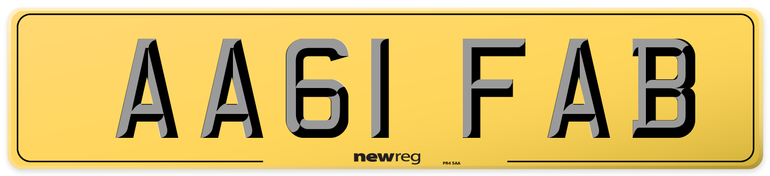 AA61 FAB Rear Number Plate