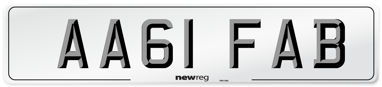 AA61 FAB Front Number Plate