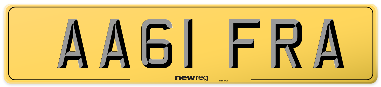 AA61 FRA Rear Number Plate