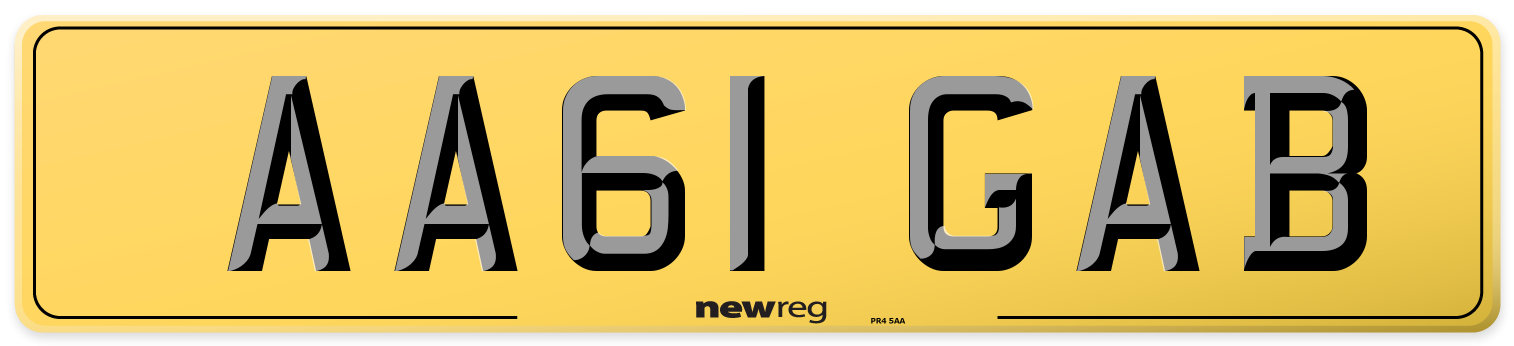 AA61 GAB Rear Number Plate