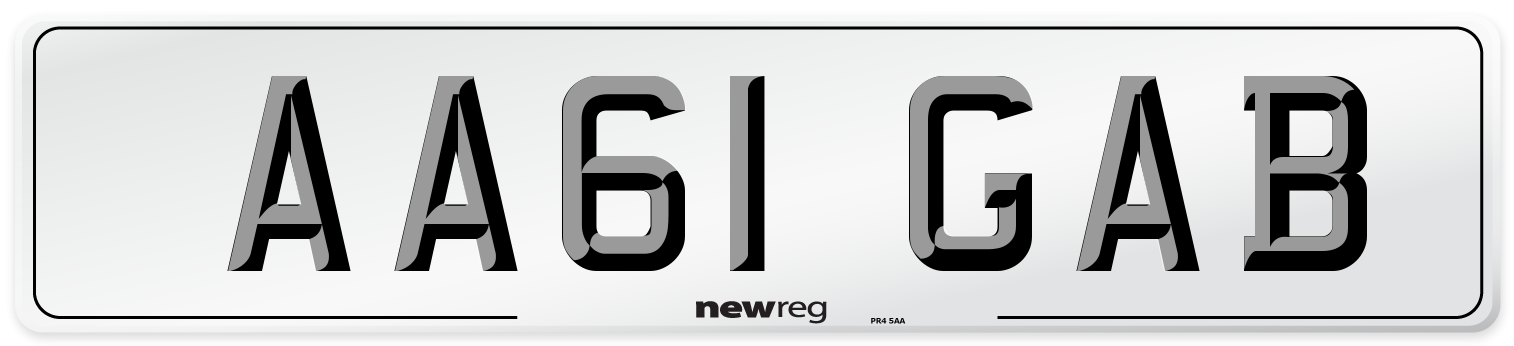 AA61 GAB Front Number Plate