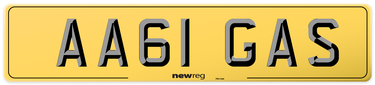 AA61 GAS Rear Number Plate