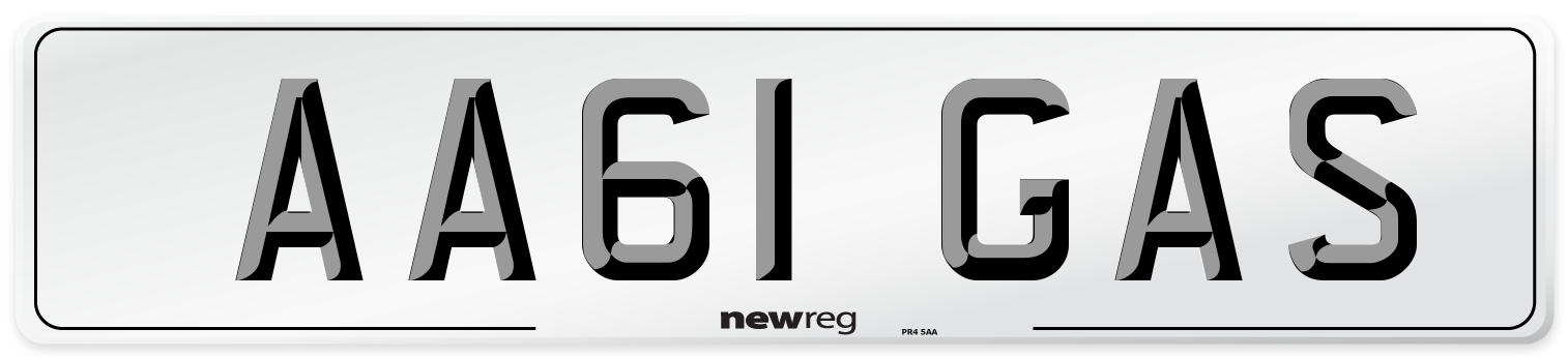 AA61 GAS Front Number Plate