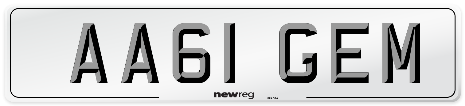 AA61 GEM Front Number Plate