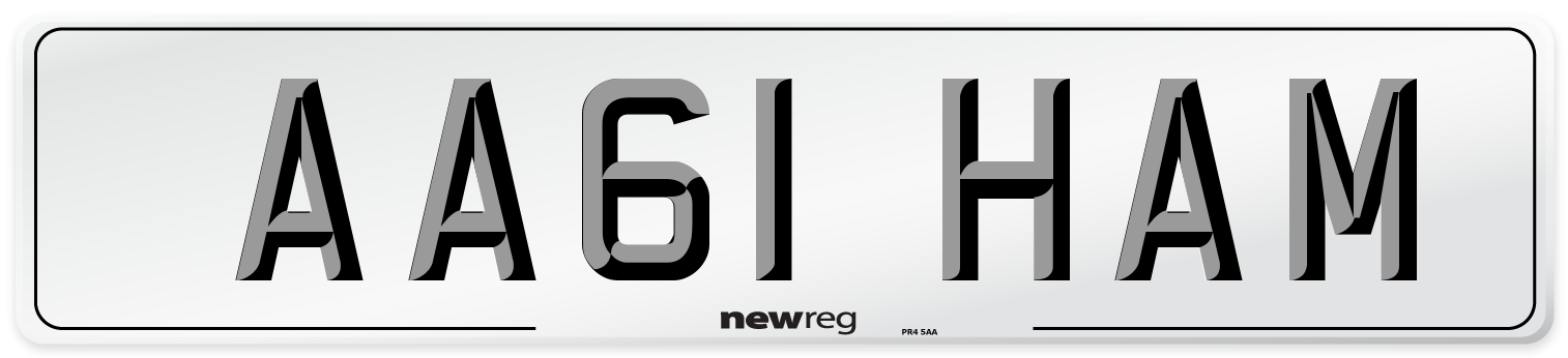 AA61 HAM Front Number Plate