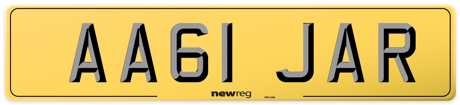 AA61 JAR Rear Number Plate