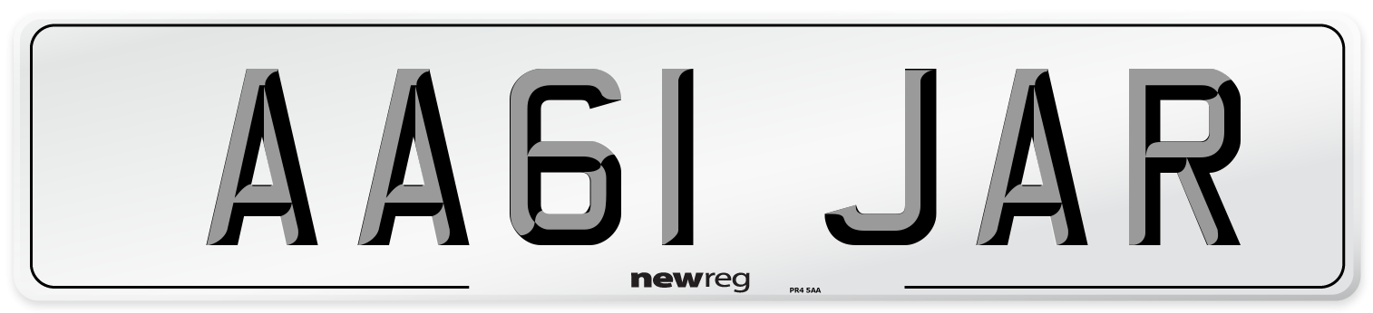 AA61 JAR Front Number Plate