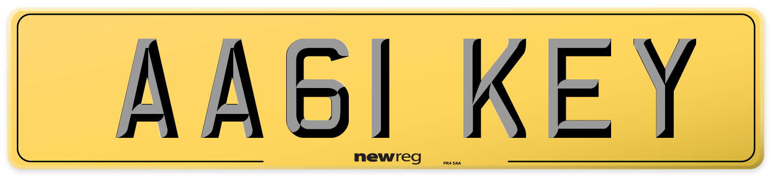 AA61 KEY Rear Number Plate