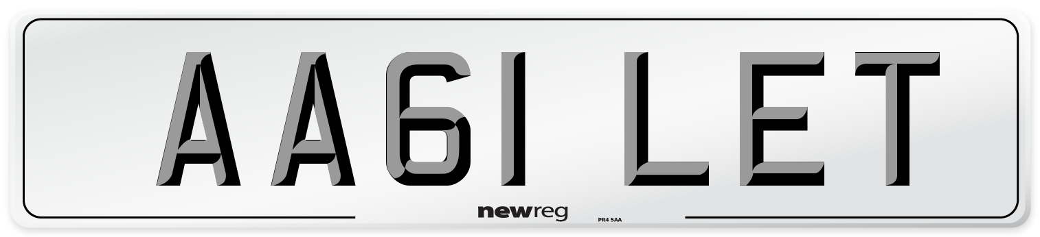 AA61 LET Front Number Plate