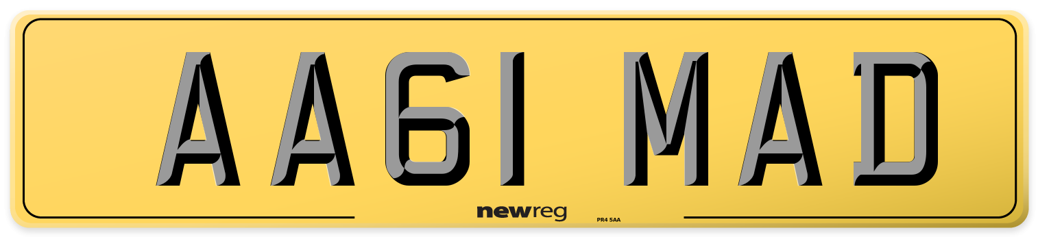 AA61 MAD Rear Number Plate
