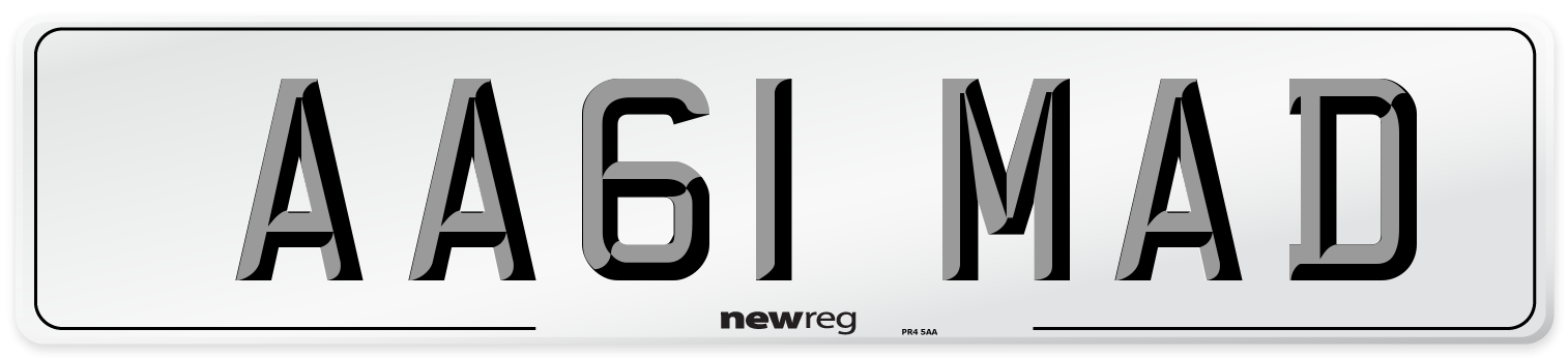 AA61 MAD Front Number Plate