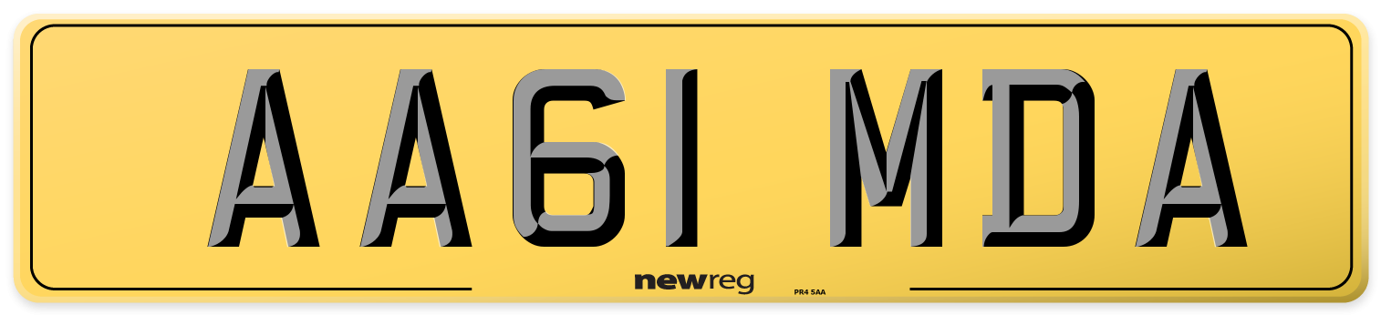 AA61 MDA Rear Number Plate