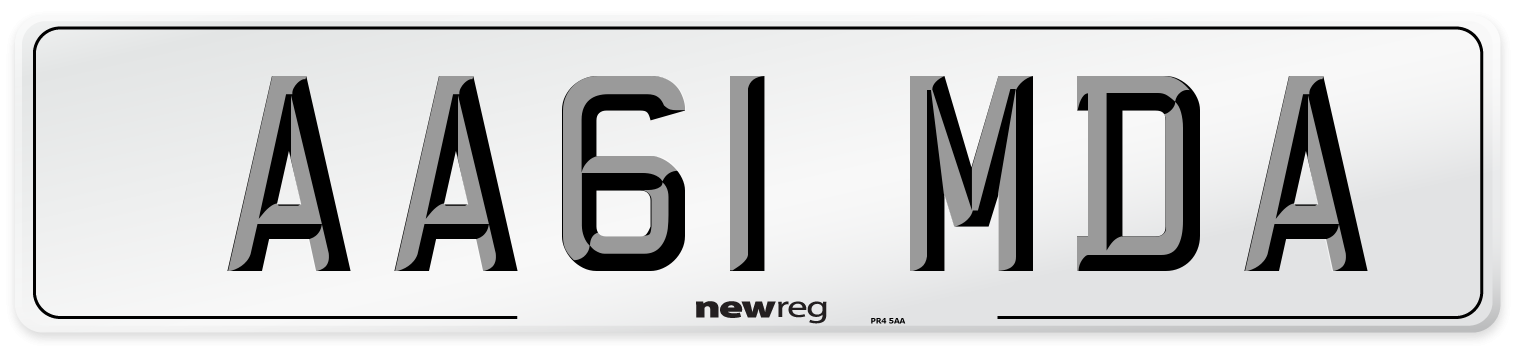 AA61 MDA Front Number Plate