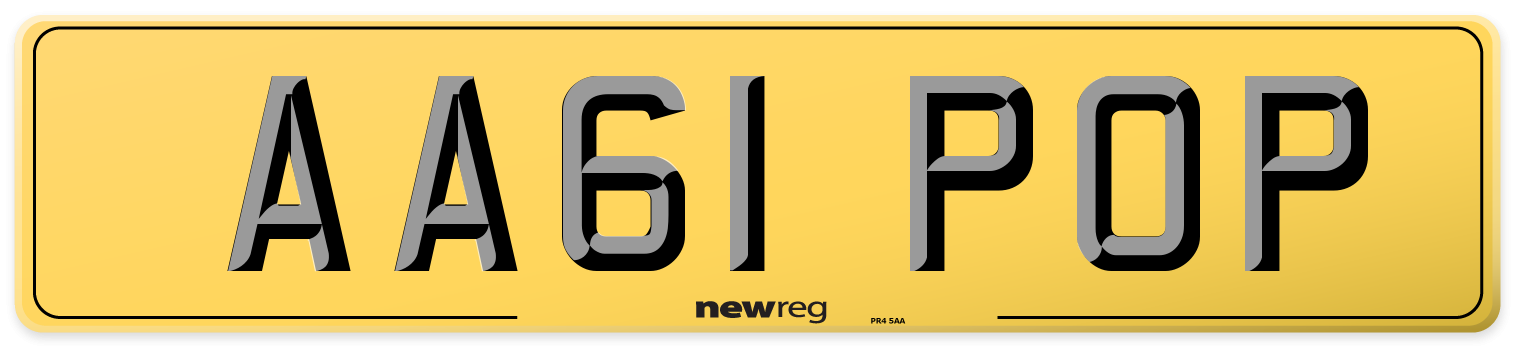 AA61 POP Rear Number Plate