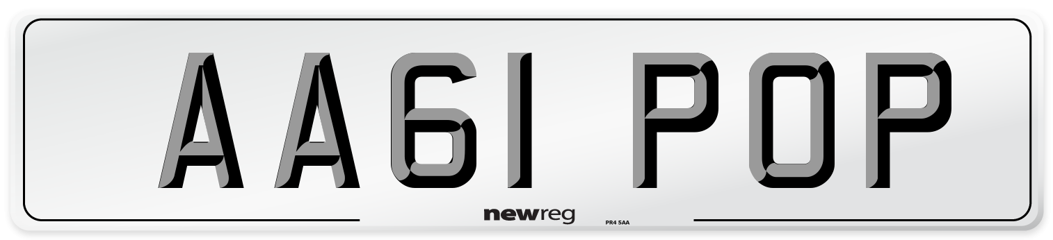 AA61 POP Front Number Plate