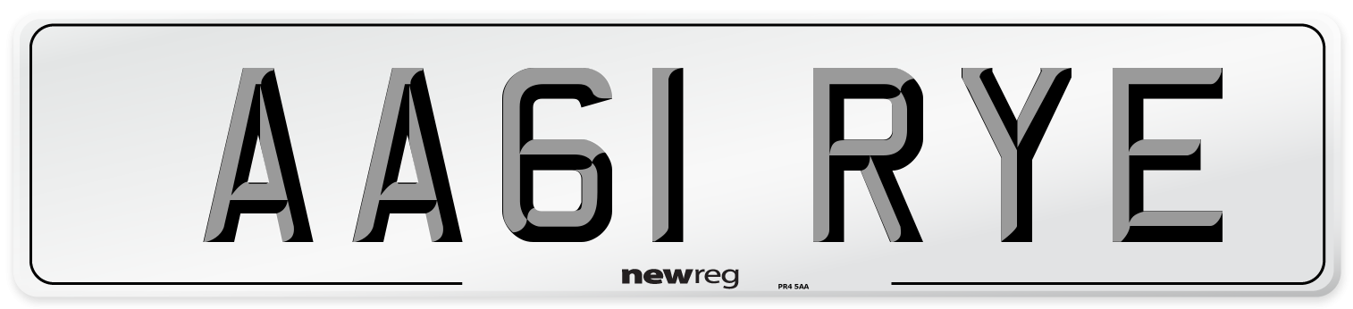 AA61 RYE Front Number Plate