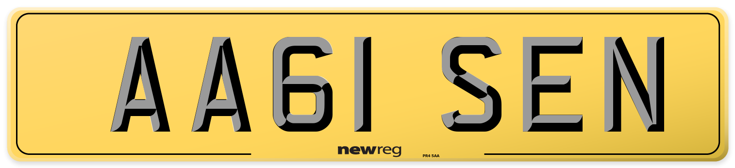 AA61 SEN Rear Number Plate