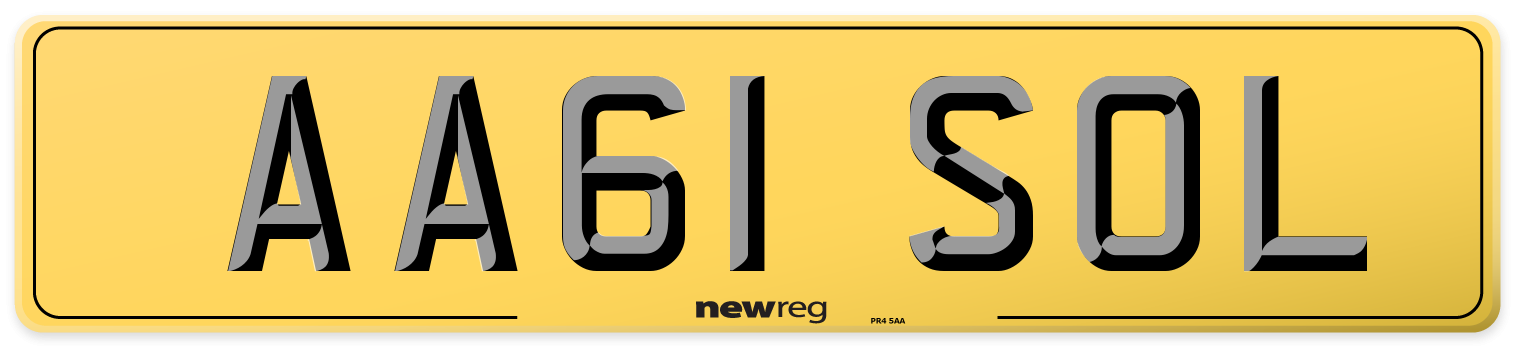 AA61 SOL Rear Number Plate