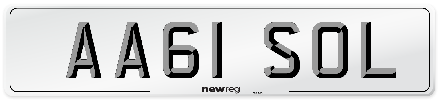 AA61 SOL Front Number Plate